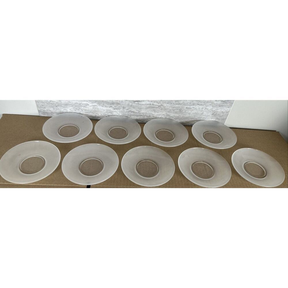 Vintage Frosted Glass Saucers Plates 5.5” Set of‎ 9